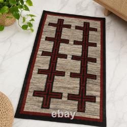 Native American Wool Rug Navajo Cross Pattern Handwoven Southwestern Tribal Rug