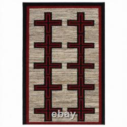 Native American Wool Rug Navajo Cross Pattern Handwoven Southwestern Tribal Rug