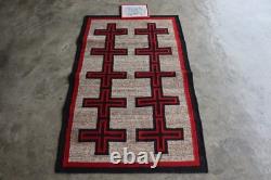 Native American Wool Rug Navajo Cross Pattern Handwoven Southwestern Tribal Rug