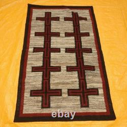 Native American Wool Rug Navajo Cross Pattern Handwoven Southwestern Tribal Rug