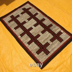 Native American Wool Rug Navajo Cross Pattern Handwoven Southwestern Tribal Rug