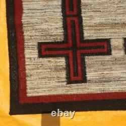 Native American Wool Rug Navajo Cross Pattern Handwoven Southwestern Tribal Rug