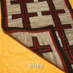 Native American Wool Rug Navajo Cross Pattern Handwoven Southwestern Tribal Rug