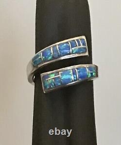 Native American jewelry. Handcrafted Navajo Inlay ring. Fire Opal and Turquoise