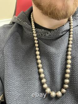 Native american navajo pearls necklace. 925 Sterling Silver 125G 30 Beaded