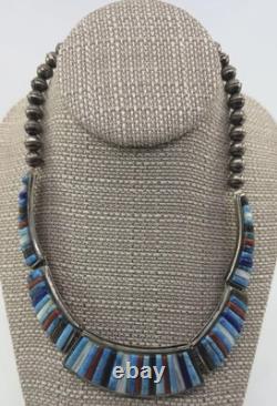 Native american sterling silver bib necklace Navajo Handmade