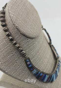 Native american sterling silver bib necklace Navajo Handmade