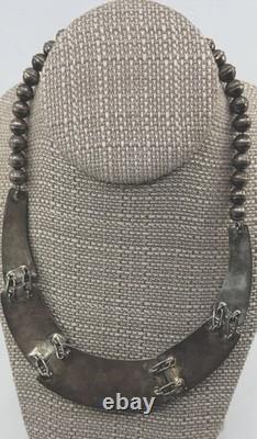 Native american sterling silver bib necklace Navajo Handmade