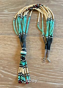 Native american vintage multi strand jacla jocla necklace Navajo unique