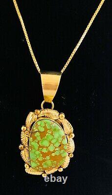 Navajo 14kt Gold/Carico Lake Turquoise Pendant/Ring, size 8 set