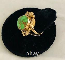 Navajo 14kt Gold/Carico Lake Turquoise Pendant/Ring, size 8 set