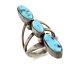 Navajo 3 Stone Ring 925 Silver Blue Turquoise Native American Artist C. 80's