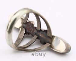 Navajo 3 Stone Ring 925 Silver Blue Turquoise Native American Artist C. 80's