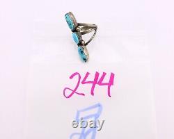 Navajo 3 Stone Ring 925 Silver Blue Turquoise Native American Artist C. 80's