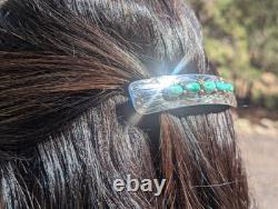 Navajo 5 Stones Green Turquoise Barrette Hair Pin Native American Accessory