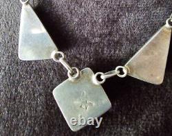 Navajo ALV White Horse Turquoise Silver Necklace Vintage Native American Jwry