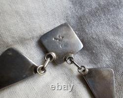 Navajo ALV White Horse Turquoise Silver Necklace Vintage Native American Jwry