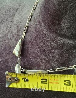 Navajo ALV White Horse Turquoise Silver Necklace Vintage Native American Jwry