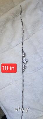 Navajo ALV White Horse Turquoise Silver Necklace Vintage Native American Jwry
