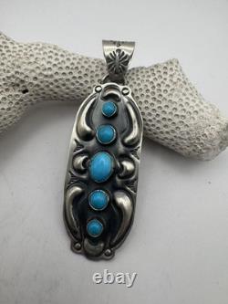 Navajo Artist Jeff James Turquoise And Sterling Silver Pendant