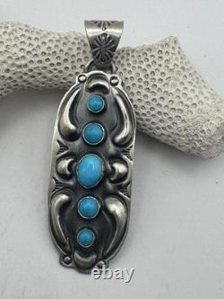 Navajo Artist Jeff James Turquoise And Sterling Silver Pendant