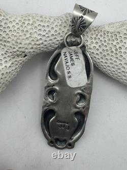 Navajo Artist Jeff James Turquoise And Sterling Silver Pendant
