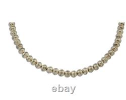 Navajo Bead Necklace 925 Silver Turquoise Native American Artist C. 80's