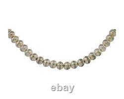 Navajo Bead Necklace 925 Silver Turquoise Native American Artist C. 80's