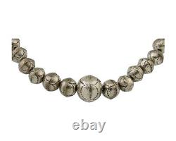 Navajo Bead Necklace 925 Silver Turquoise Native American Artist C. 80's