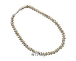 Navajo Bead Necklace 925 Silver Turquoise Native American Artist C. 80's