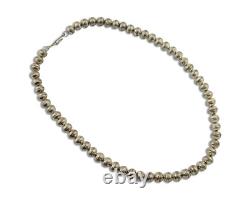 Navajo Bead Necklace 925 Silver Turquoise Native American Artist C. 80's