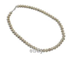 Navajo Bead Necklace 925 Silver Turquoise Native American Artist C. 80's