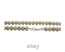 Navajo Bead Necklace 925 Silver Turquoise Native American Artist C. 80's