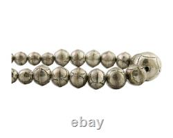 Navajo Bead Necklace 925 Silver Turquoise Native American Artist C. 80's