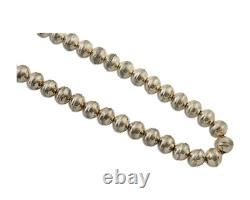 Navajo Bead Necklace 925 Silver Turquoise Native American Artist C. 80's