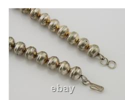 Navajo Bead Necklace 925 Silver Turquoise Native American Artist C. 80's