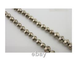 Navajo Bead Necklace 925 Silver Turquoise Native American Artist C. 80's