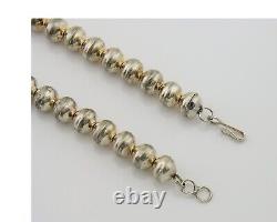 Navajo Bead Necklace 925 Silver Turquoise Native American Artist C. 80's