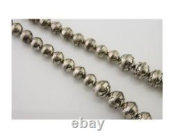 Navajo Bead Necklace 925 Silver Turquoise Native American Artist C. 80's
