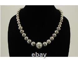 Navajo Bead Necklace 925 Silver Turquoise Native American Artist C. 80's