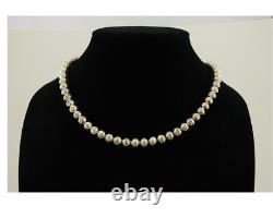 Navajo Bead Necklace 925 Silver Turquoise Native American Artist C. 80's