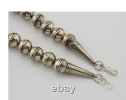 Navajo Bead Necklace 925 Silver Turquoise Native American Artist C. 80's