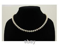 Navajo Bead Necklace 925 Silver Turquoise Native American Artist C. 80's