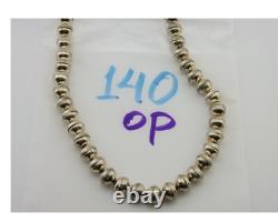 Navajo Bead Necklace 925 Silver Turquoise Native American Artist C. 80's