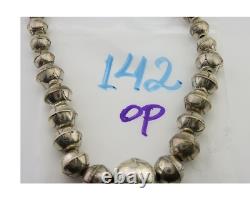 Navajo Bead Necklace 925 Silver Turquoise Native American Artist C. 80's