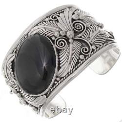 Navajo Big Boy Sterling Silver Black Onyx Bracelet, Mens Cuff s8, Garrison Boyd