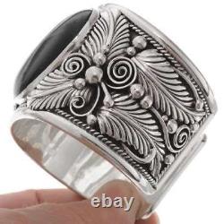 Navajo Big Boy Sterling Silver Black Onyx Bracelet, Mens Cuff s8, Garrison Boyd