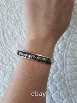 Navajo Bison Story Teller Cuff Bracelet Size 6.75 Sterling Silver