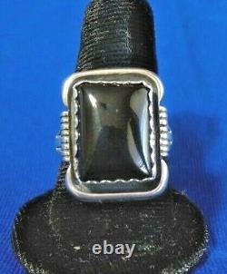 Navajo Black Onyx Ring Size 9 Silver Native American Collectible USA