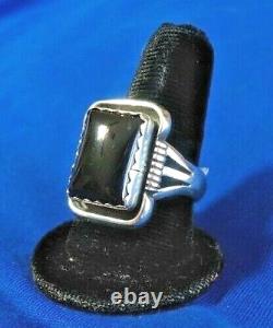 Navajo Black Onyx Ring Size 9 Silver Native American Collectible USA